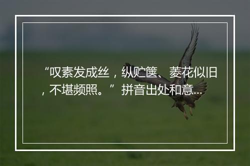 “叹素发成丝，纵贮箧、菱花似旧，不堪频照。”拼音出处和意思