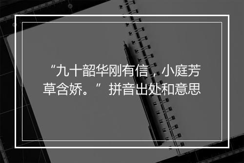 “九十韶华刚有信，小庭芳草含娇。”拼音出处和意思