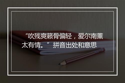 “吹残爽籁骨偏轻，爱尔南薰太有情。”拼音出处和意思