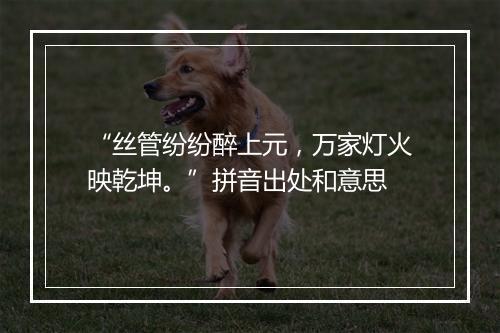 “丝管纷纷醉上元，万家灯火映乾坤。”拼音出处和意思