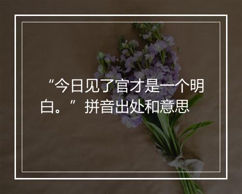 “今日见了官才是一个明白。”拼音出处和意思