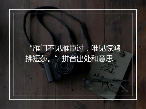 “雁门不见雁臣过，唯见惊鸿拂短莎。”拼音出处和意思