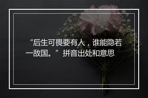 “后生可畏要有人，谁能隐若一敌国。”拼音出处和意思