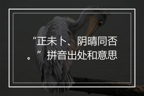 “正未卜、阴晴同否。”拼音出处和意思