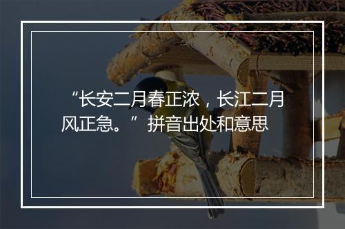 “长安二月春正浓，长江二月风正急。”拼音出处和意思