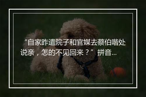 “自家昨遣院子和官媒去蔡伯喈处说亲，怎的不见回来？”拼音出处和意思