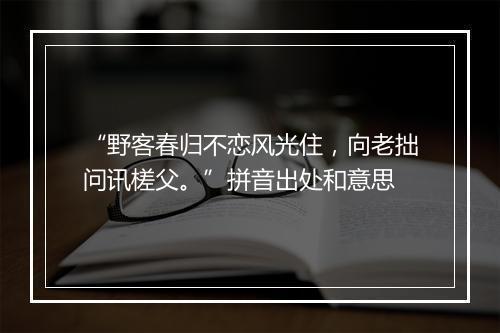 “野客春归不恋风光住，向老拙问讯槎父。”拼音出处和意思