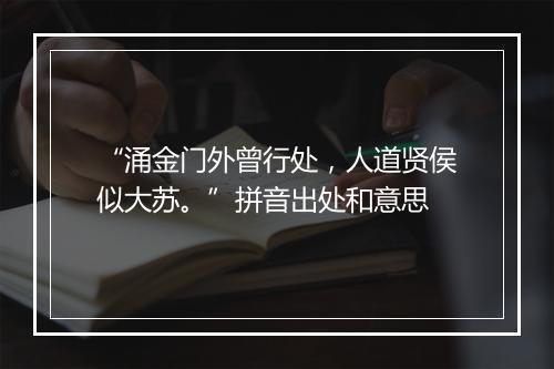 “涌金门外曾行处，人道贤侯似大苏。”拼音出处和意思