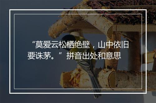 “莫爱云松栖绝壁，山中依旧要诛茅。”拼音出处和意思