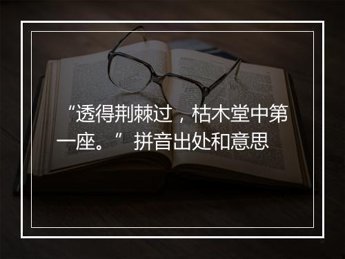 “透得荆棘过，枯木堂中第一座。”拼音出处和意思