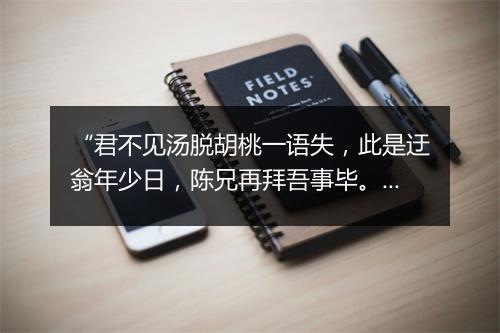 “君不见汤脱胡桃一语失，此是迂翁年少日，陈兄再拜吾事毕。”拼音出处和意思