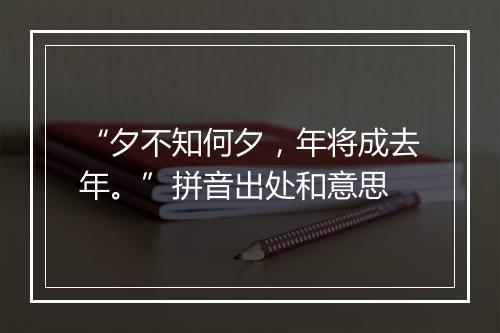 “夕不知何夕，年将成去年。”拼音出处和意思