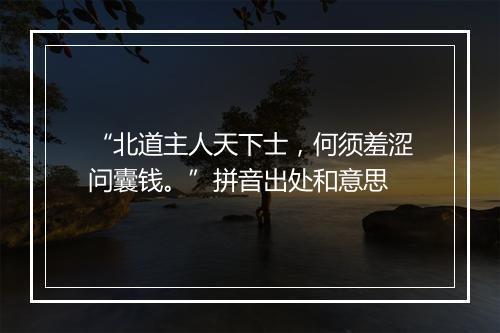 “北道主人天下士，何须羞涩问囊钱。”拼音出处和意思