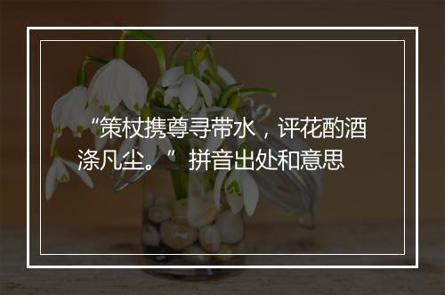 “策杖携尊寻带水，评花酌酒涤凡尘。”拼音出处和意思