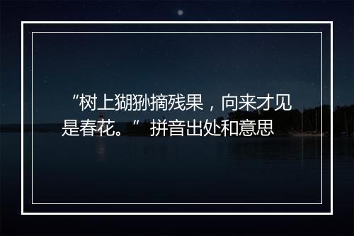 “树上猢狲摘残果，向来才见是春花。”拼音出处和意思