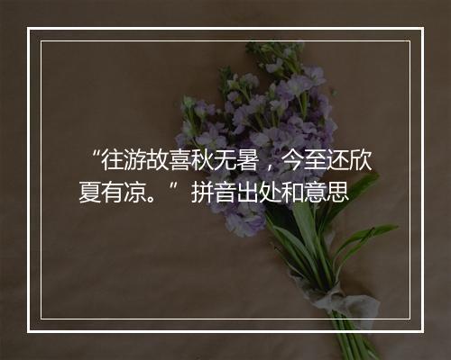 “往游故喜秋无暑，今至还欣夏有凉。”拼音出处和意思