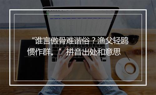 “谁言傲骨难谐俗？渔父轻鸥惯作群。”拼音出处和意思