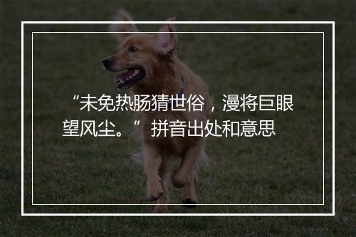 “未免热肠猜世俗，漫将巨眼望风尘。”拼音出处和意思