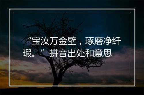 “宝汝万金壁，琢磨净纤瑕。”拼音出处和意思