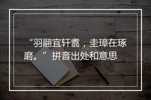 “羽翮宜轩翥，圭璋在琢磨。”拼音出处和意思