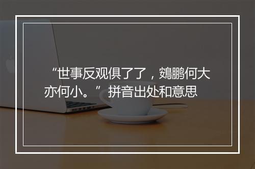 “世事反观俱了了，鴳鹏何大亦何小。”拼音出处和意思