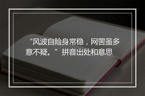 “风波自险身常稳，网罟虽多意不疑。”拼音出处和意思