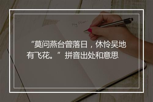 “莫问燕台曾落日，休怜吴地有飞花。”拼音出处和意思