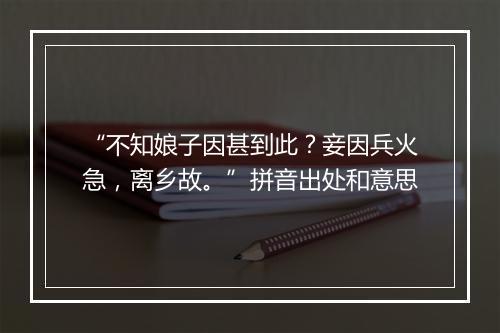 “不知娘子因甚到此？妾因兵火急，离乡故。”拼音出处和意思