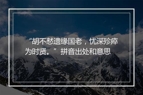 “胡不慭遗缘国老，忧深殄瘁为时贤。”拼音出处和意思