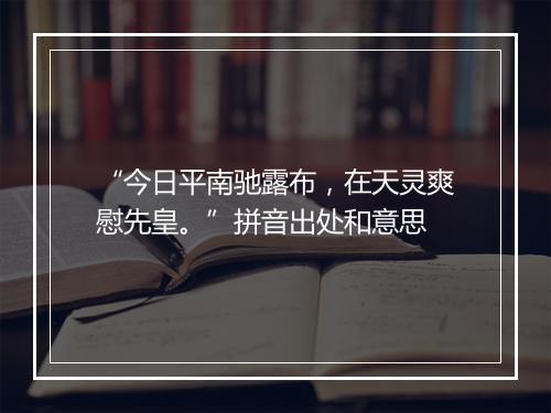 “今日平南驰露布，在天灵爽慰先皇。”拼音出处和意思