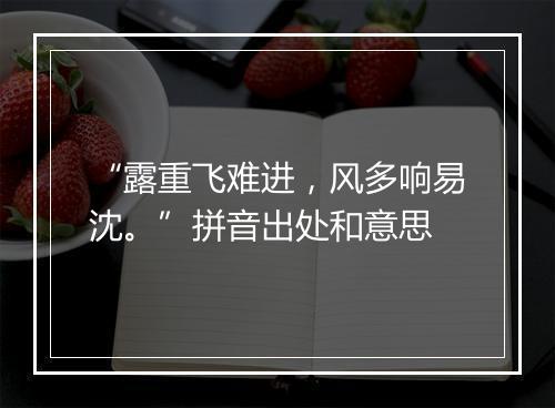 “露重飞难进，风多响易沈。”拼音出处和意思