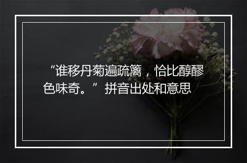 “谁移丹菊遍疏篱，恰比醇醪色味奇。”拼音出处和意思