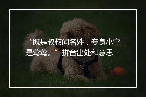 “既是叔叔问名姓，妾身小字是莺莺。”拼音出处和意思