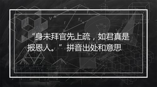 “身未拜官先上疏，如君真是报恩人。”拼音出处和意思