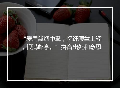 “爱眉黛烟中翠，忆纤腰掌上轻，恨满邮亭。”拼音出处和意思