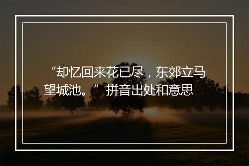 “却忆回来花已尽，东郊立马望城池。”拼音出处和意思