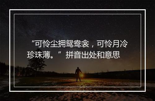 “可怜尘拥鸳鸯衾，可怜月冷珍珠薄。”拼音出处和意思