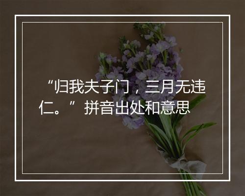 “归我夫子门，三月无违仁。”拼音出处和意思