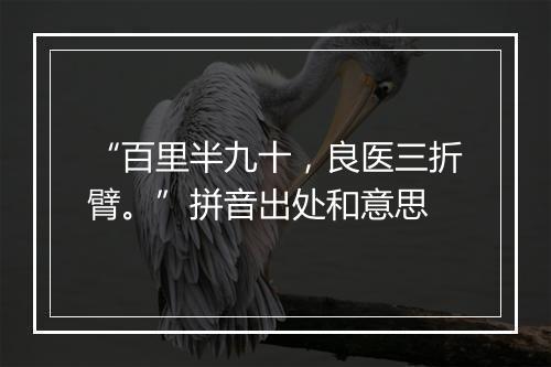 “百里半九十，良医三折臂。”拼音出处和意思